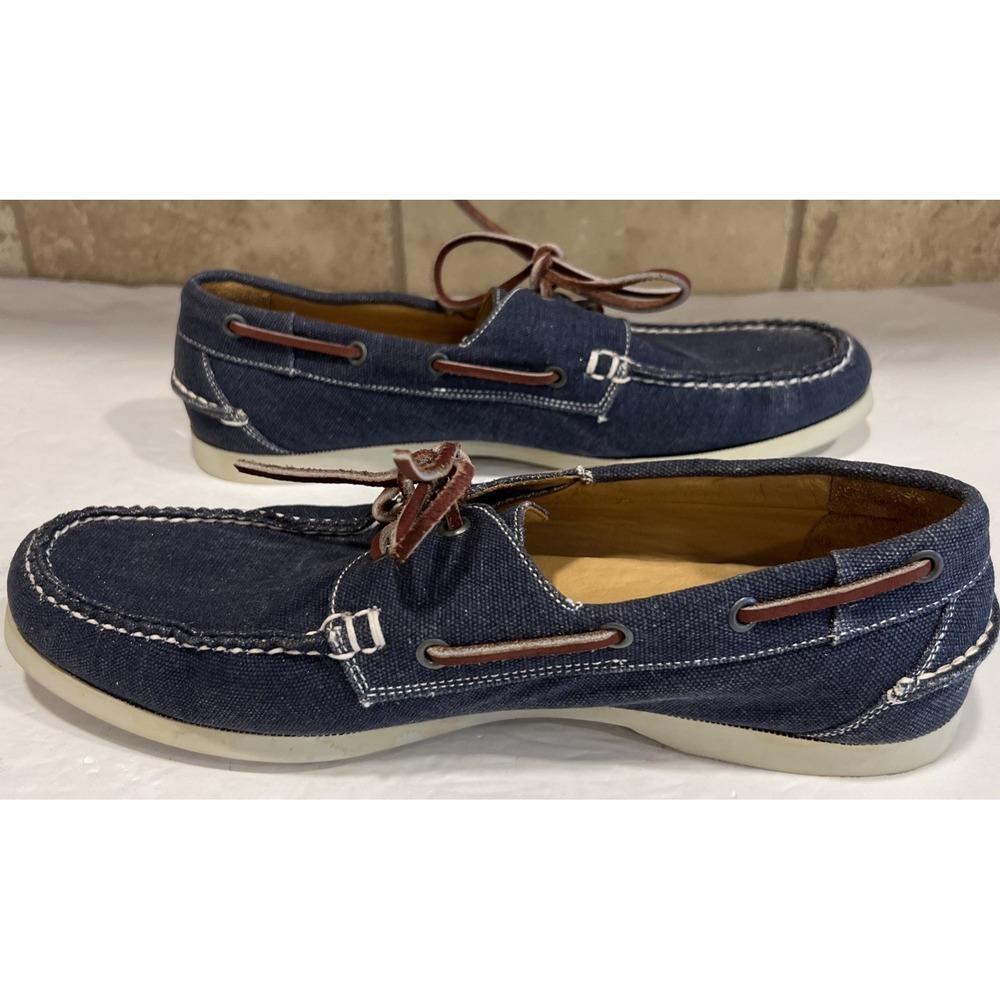 Peter Millar Seaside Washed Canvas Boat Shoes Mens Denim Blue MS17F01 Size 12 - Picture 5 of 10